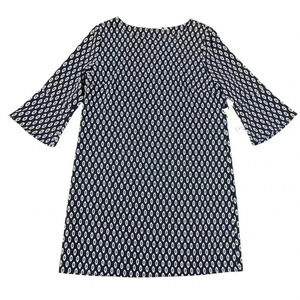 Dex Dress Size Large Navy White Geometric Mini Business Church Lined Lightweight